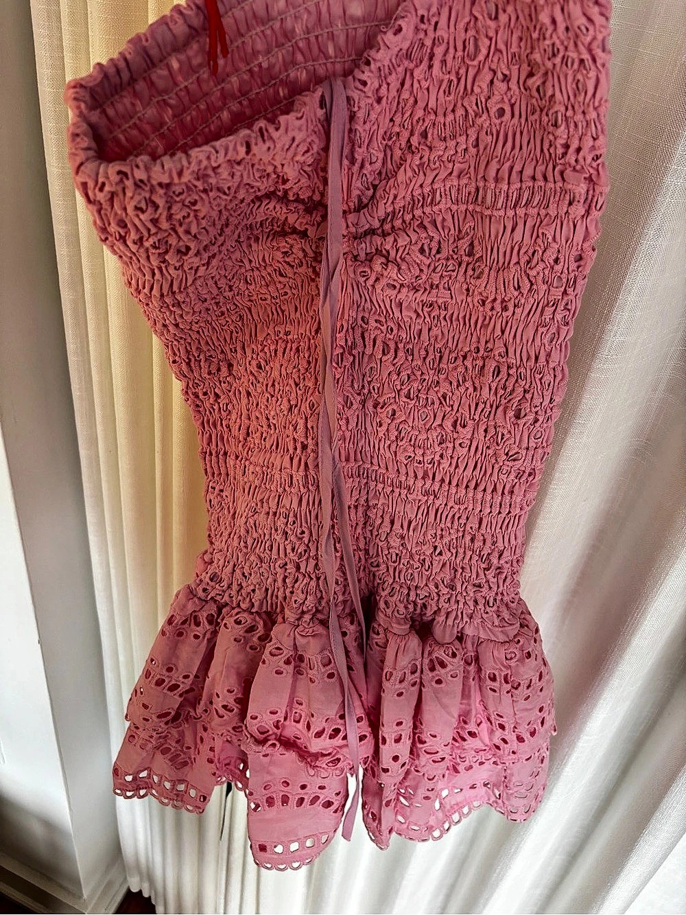 Xizi Pink Smocked Mini Dress Size Medium NWT